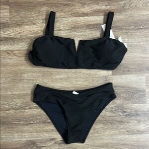 Cupshe Black Bikini Swim Set with Coverup